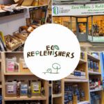 Eco Replenishers logo with photographs of the refill shop