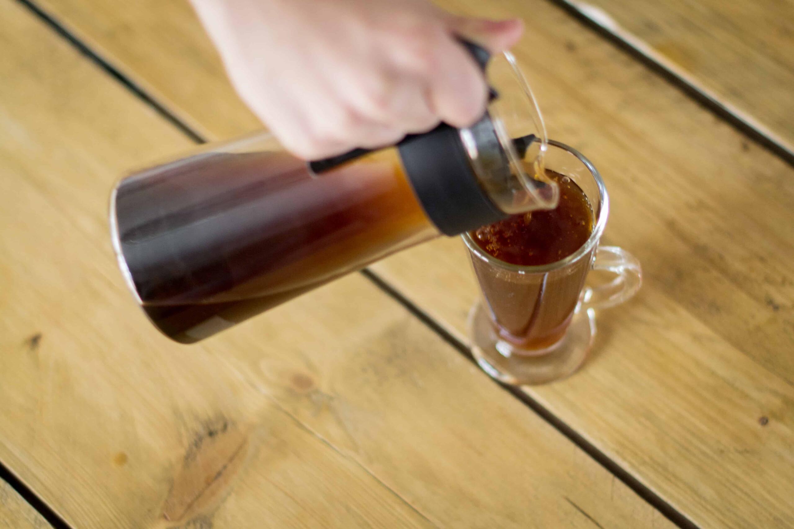 cold brew coffee being poured