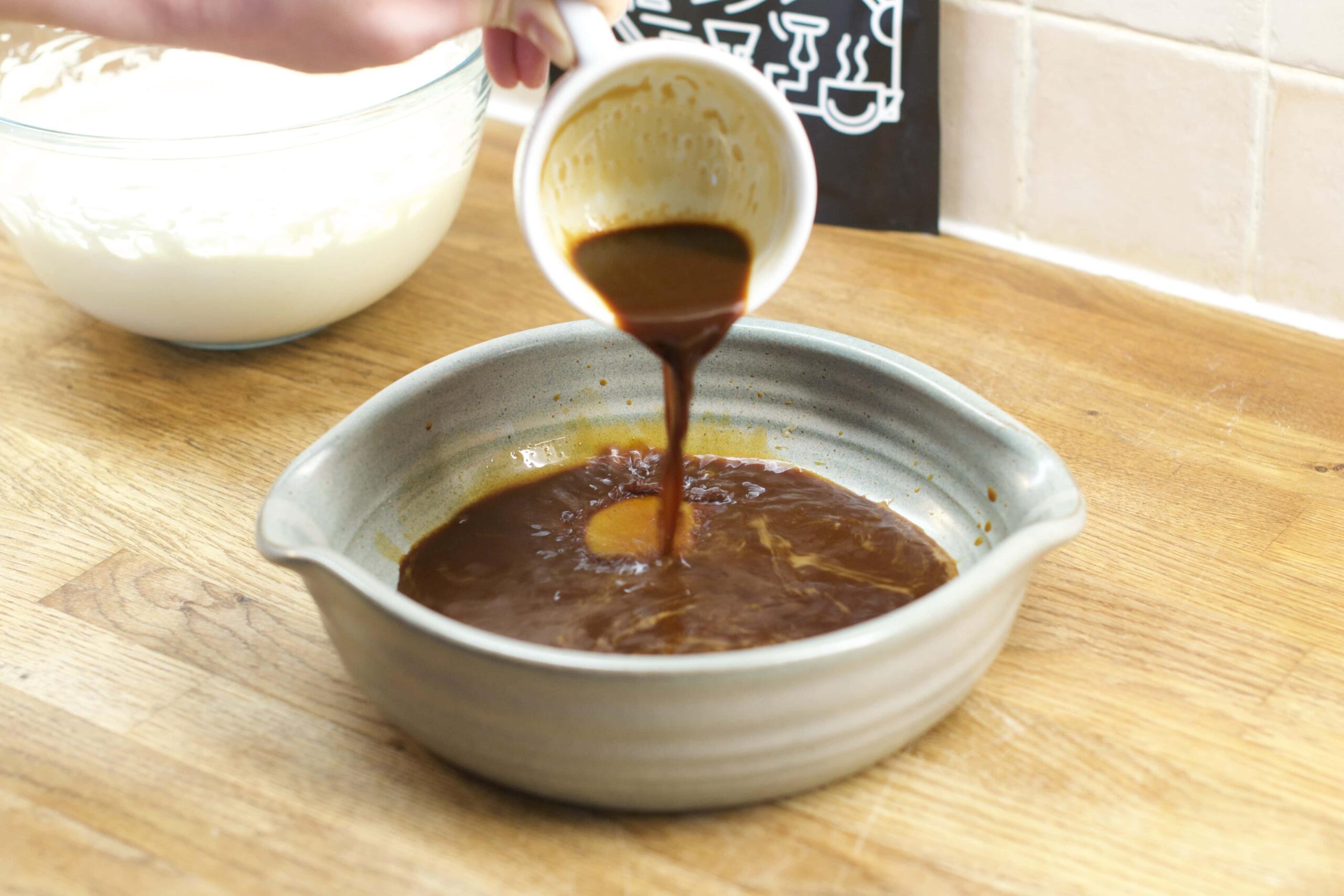 Pouring in the coffee