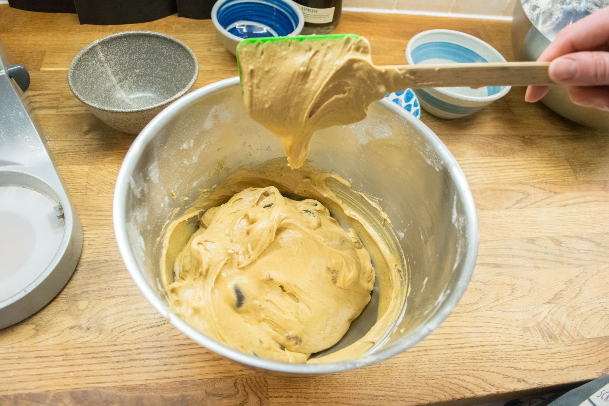 mixing the chocolate