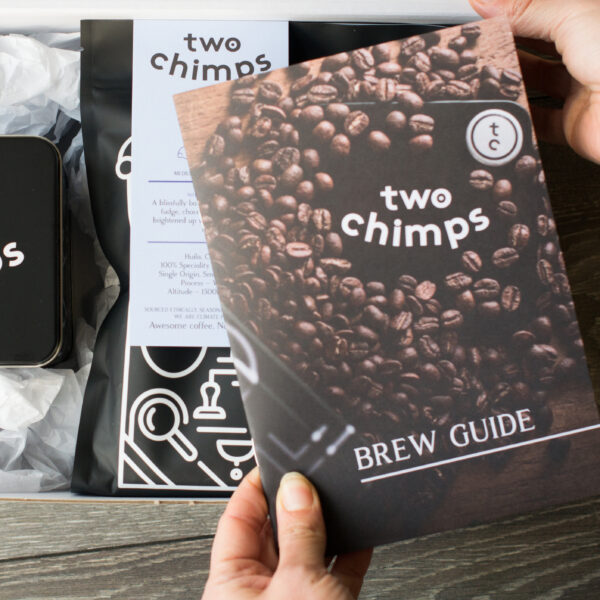 holding a two chimps brew guide