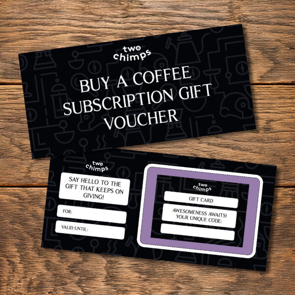 Two Chimps gift voucher with text