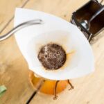Pouring water into a coffee filter