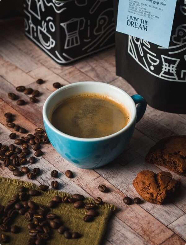 close up of coffee in a mug