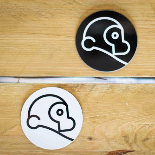 set of 2 two chimps coffee coasters on a table