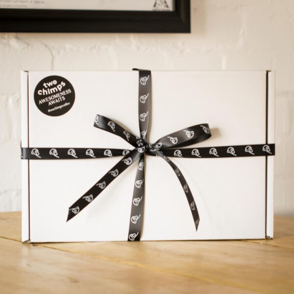 Two Chimps coffee presentation box and ribbon