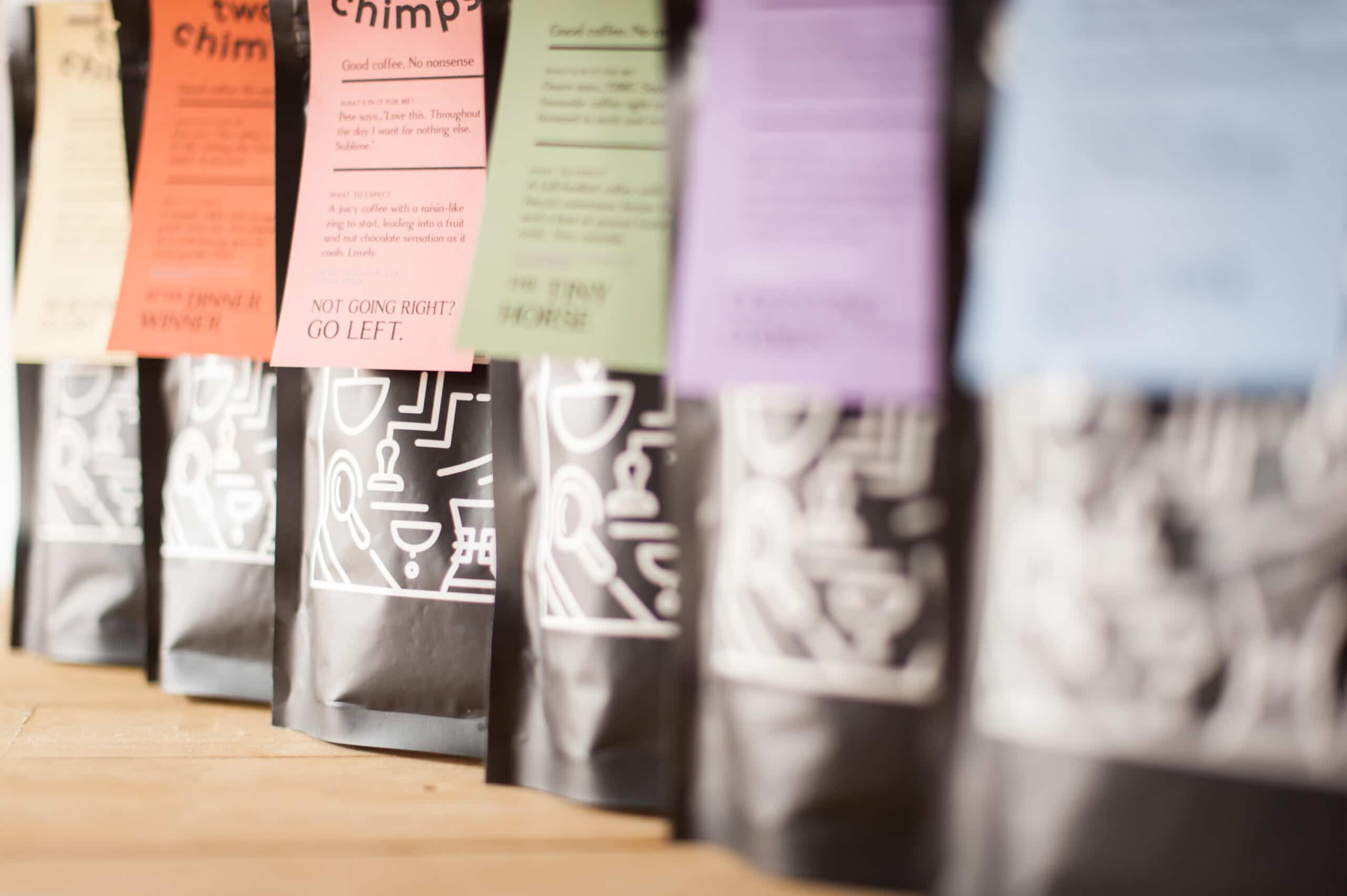 Line of coffee bags 
