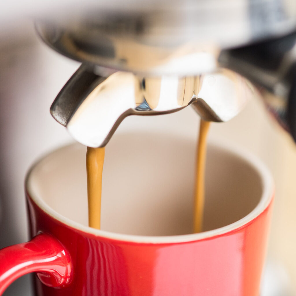 Espresso coming out of espresso machine