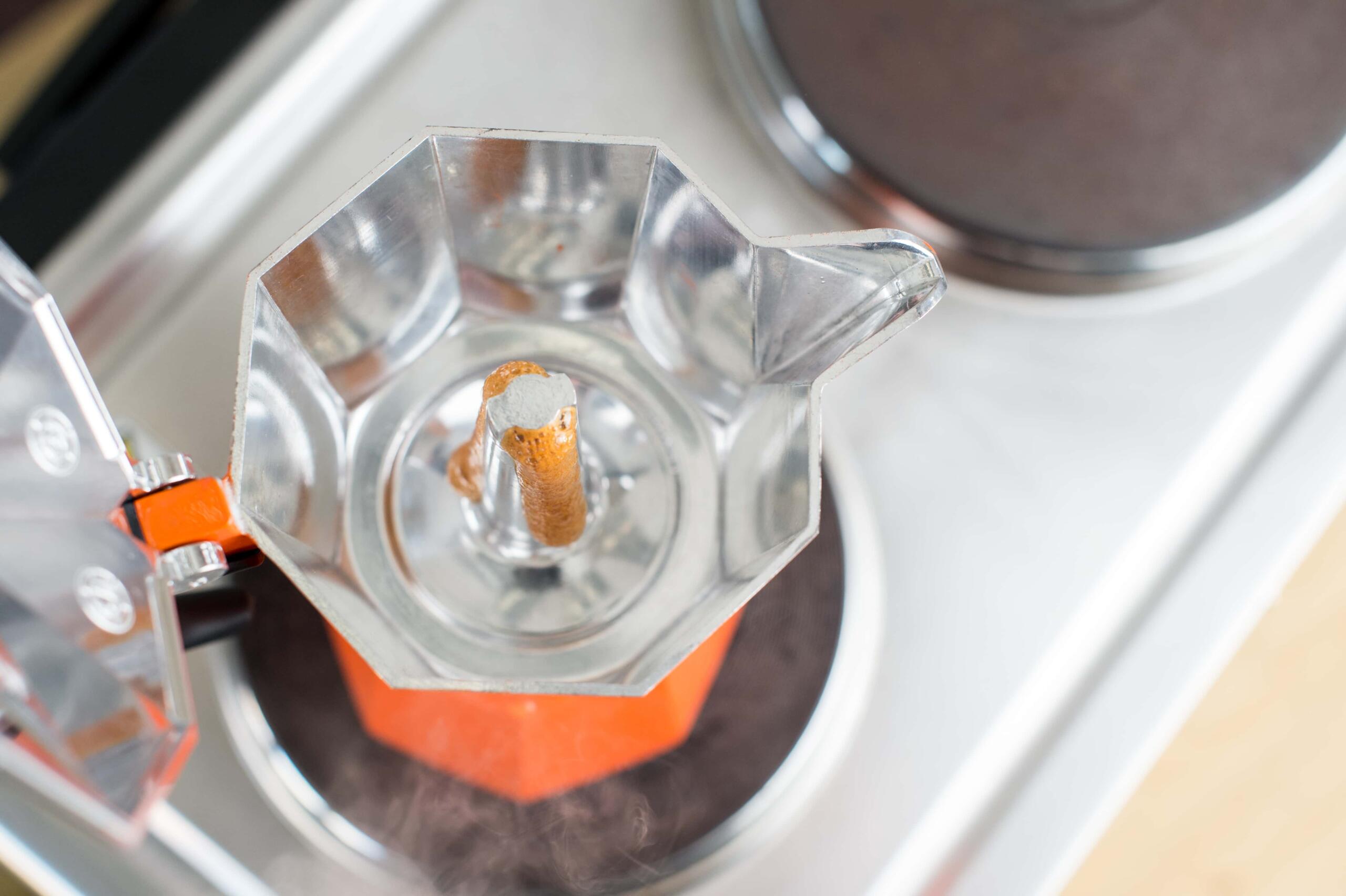 Moka pot on hob
