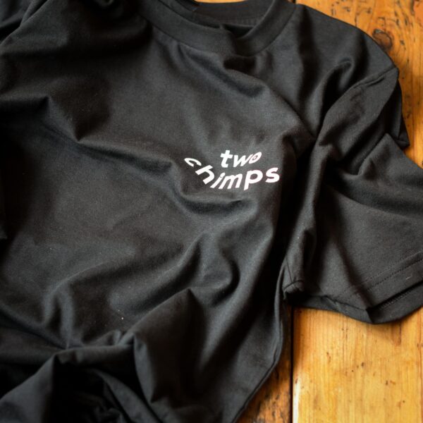 front of two chimps coffee tshirt