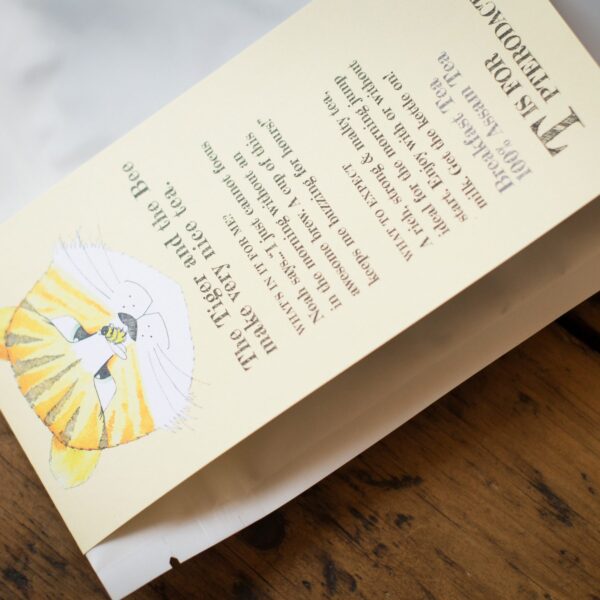 Close up of a bag of breakfast tea