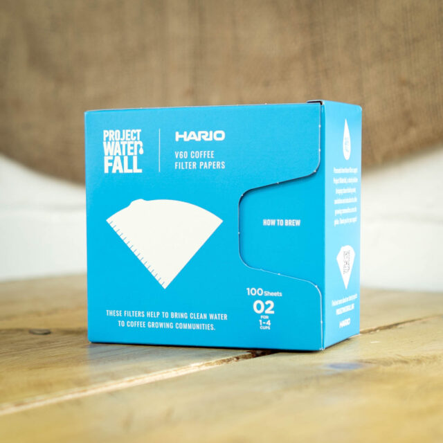 Box of V60 filters on table