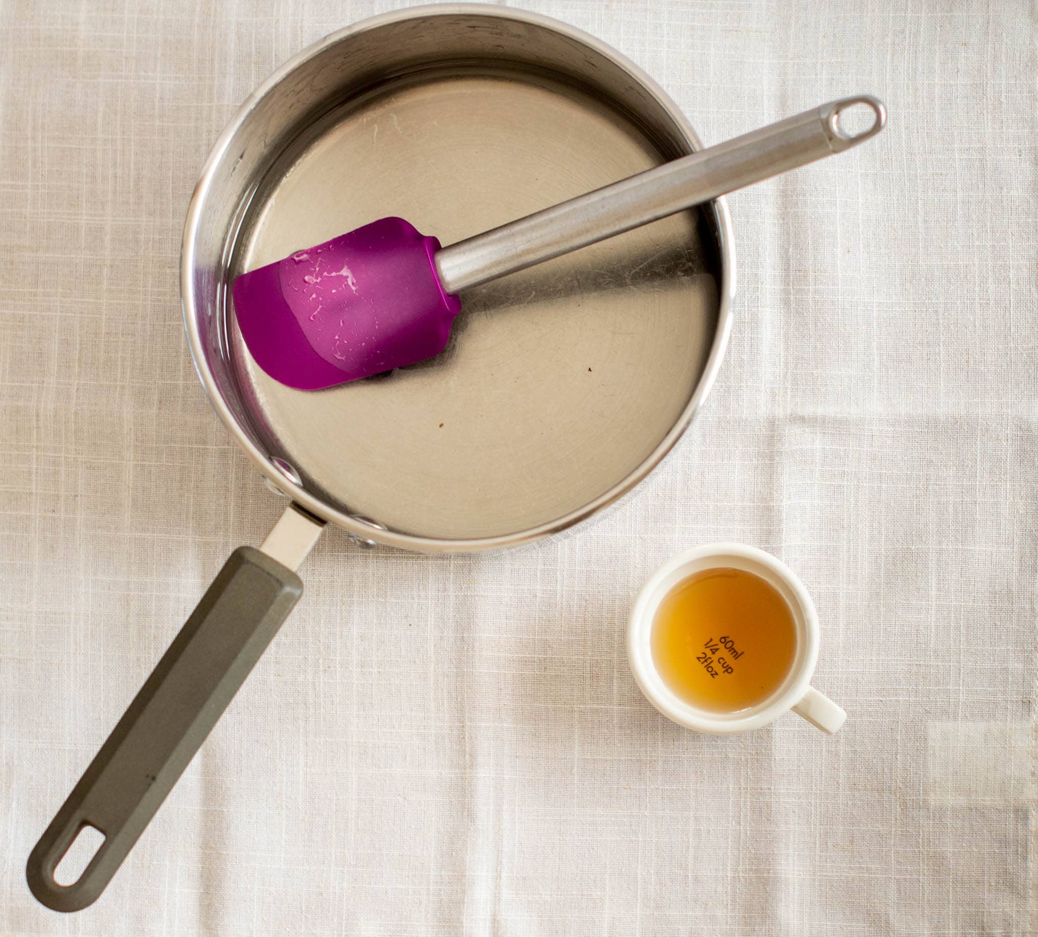 Pan of sugar syrup with vanilla extract