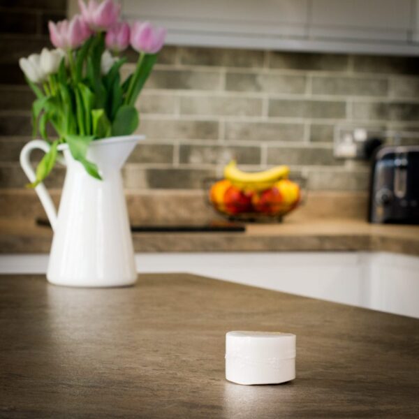 unboxed stack of 350 filters on kitchen worktop