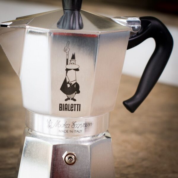 close up of the moka express pot