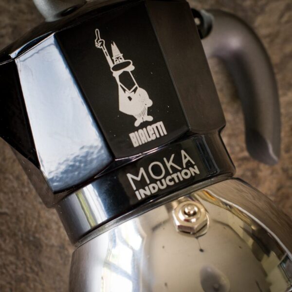 close up of bialetti moka induction pot