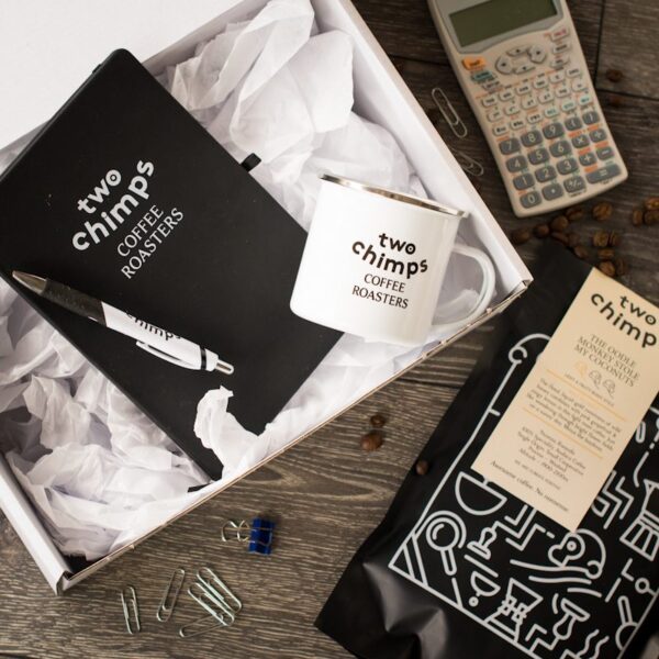 close up of work from home coffee gift set in a gift box