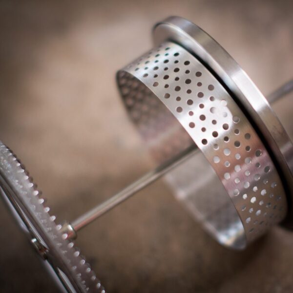 close up of the inside of cafetiere