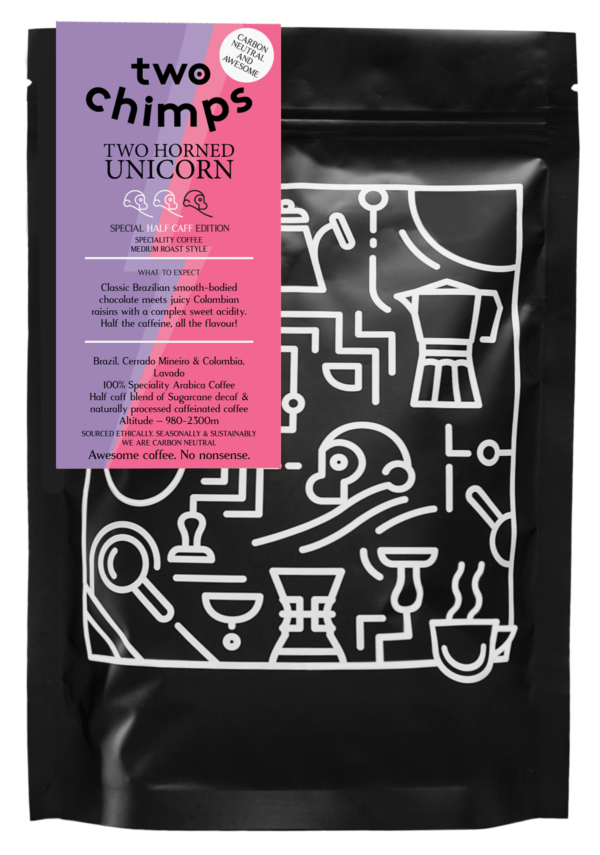 png bag of two chimps half caf coffee