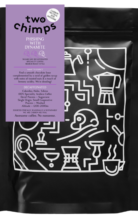 Two Chimps Decaf Coffee, Phishing with Dynamite